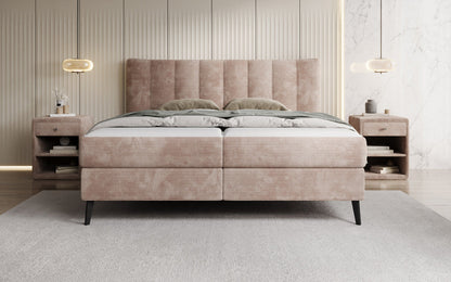 Luxusbetten24 Ines Boxspringbett Cord mit Stauraum 140‑200 cm Größe
