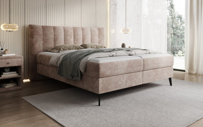 Luxusbetten24 Ines Boxspringbett Cord mit Stauraum 140‑200 cm Größe