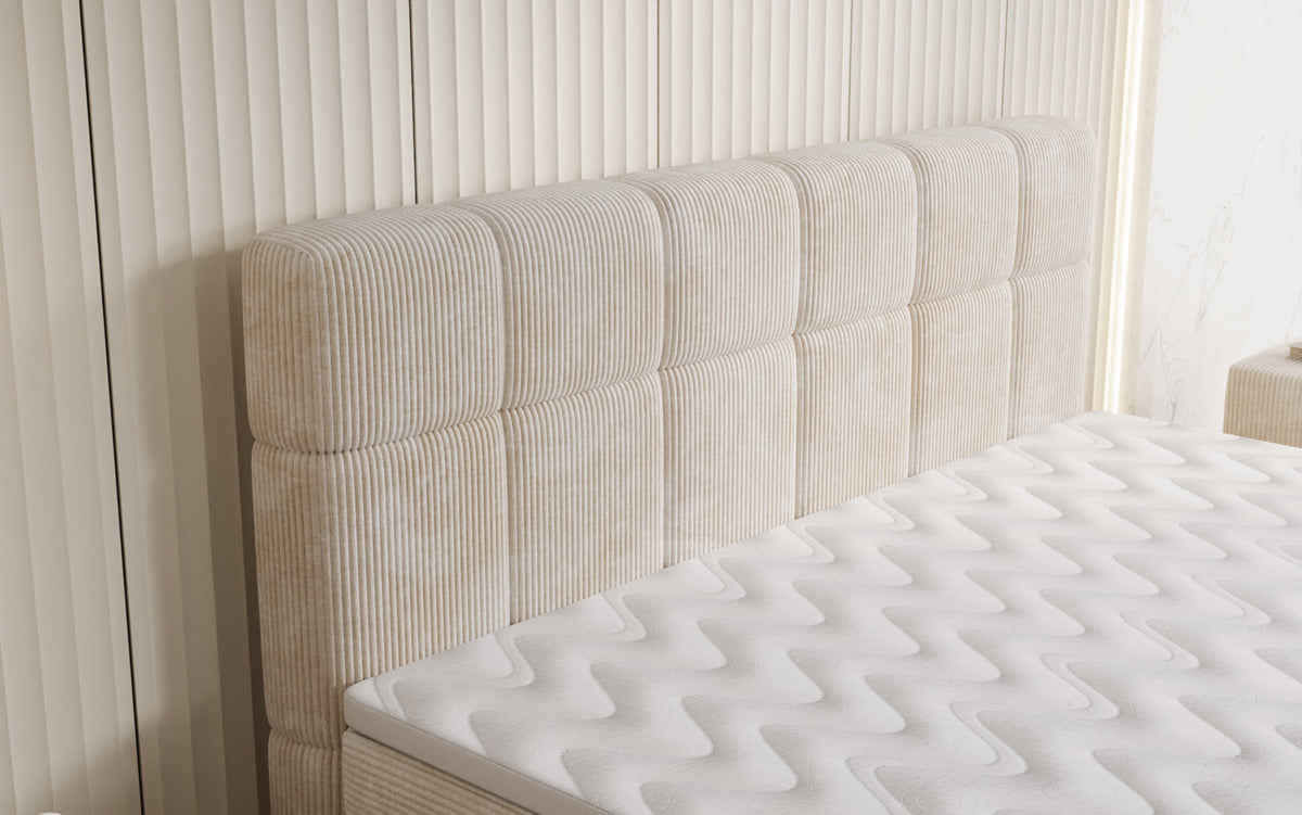 Luxusbetten24 Vera Boxspringbett Cord Design mit hohen Füßen