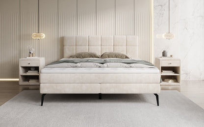 Luxusbetten24 Vera Boxspringbett Cord Design mit hohen Füßen