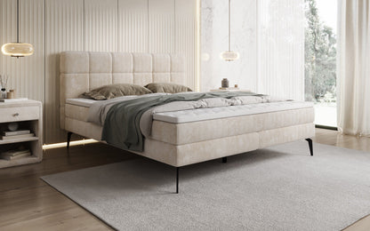 Luxusbetten24 Vera Boxspringbett Cord Design mit hohen Füßen