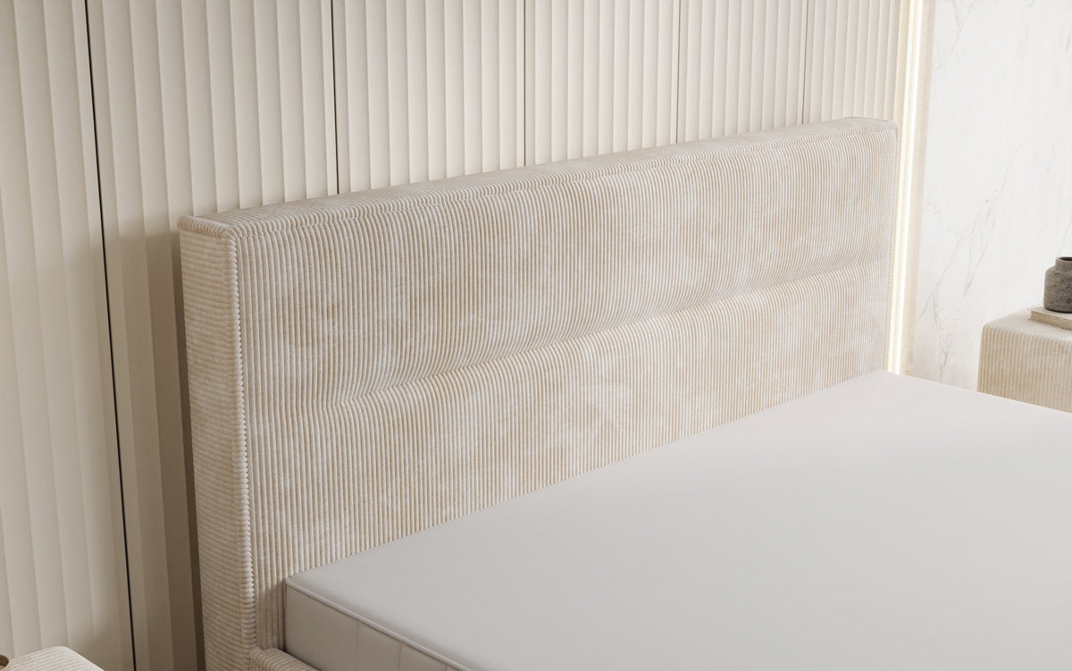 Designer Polsterbett Merry in Cord mit Stauraum