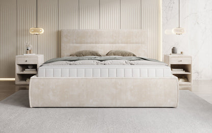 Designer Polsterbett Merry in Cord mit Stauraum