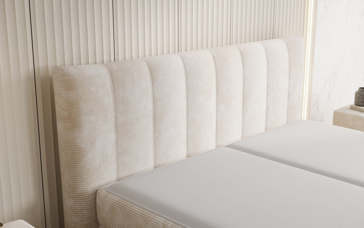 Luxusbetten24 Ines Boxspringbett Cord mit Stauraum 140‑200 cm Größe