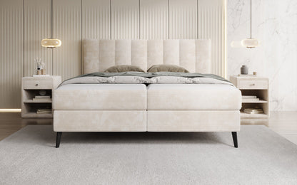 Luxusbetten24 Ines Boxspringbett Cord mit Stauraum 140‑200 cm Größe