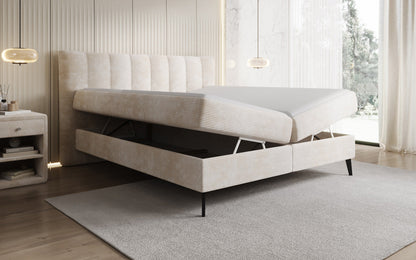 Luxusbetten24 Ines Boxspringbett Cord mit Stauraum 140‑200 cm Größe
