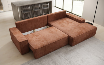 Luxusbetten24 Designer Sofa Verona Cord Breite Ottomane Schlaffunktion