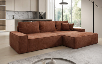 Luxusbetten24 Designer Sofa Verona Cord Breite Ottomane Schlaffunktion
