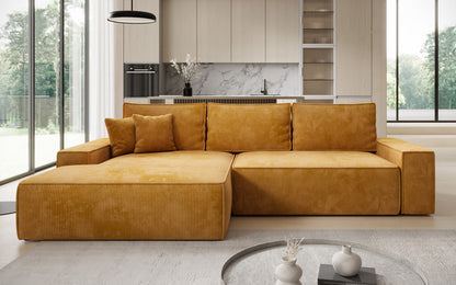 Luxusbetten24 Designer Sofa Verona Cord Breite Ottomane Schlaffunktion