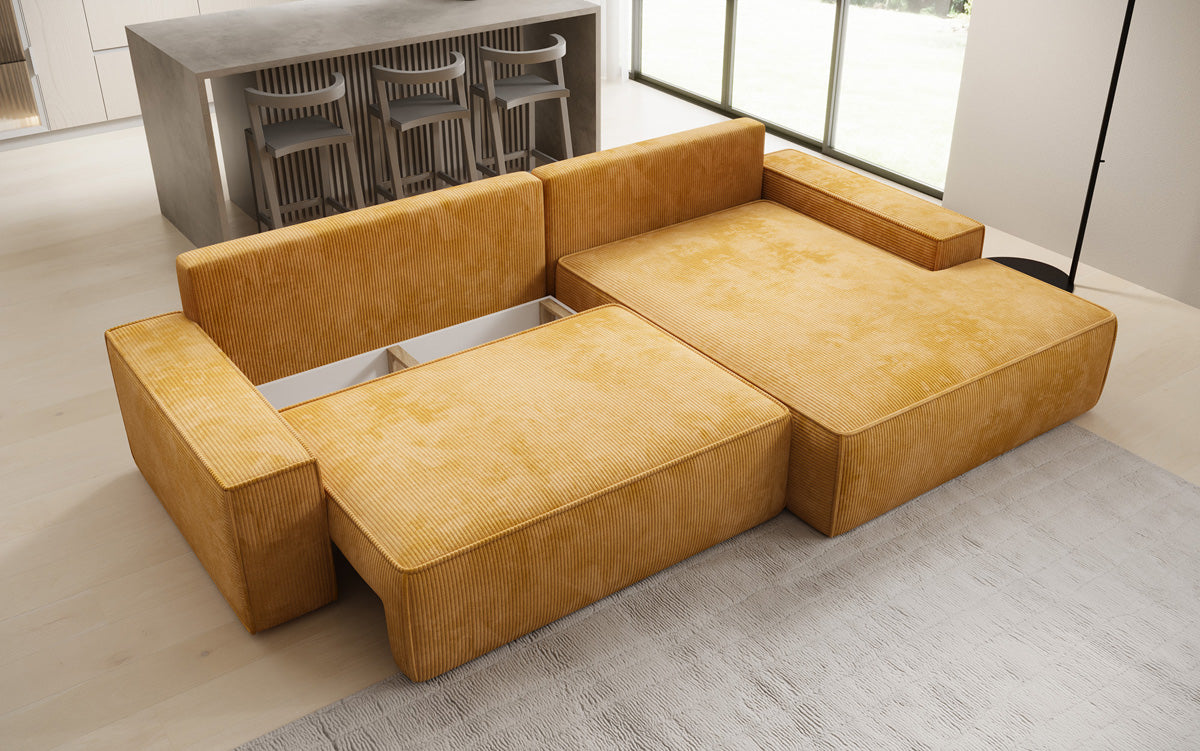Luxusbetten24 Designer Sofa Verona Cord Breite Ottomane Schlaffunktion