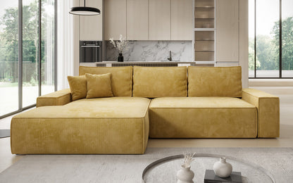 Luxusbetten24 Designer Sofa Verona Cord Breite Ottomane Schlaffunktion