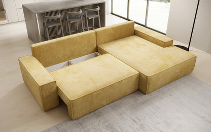 Luxusbetten24 Designer Sofa Verona Cord Breite Ottomane Schlaffunktion