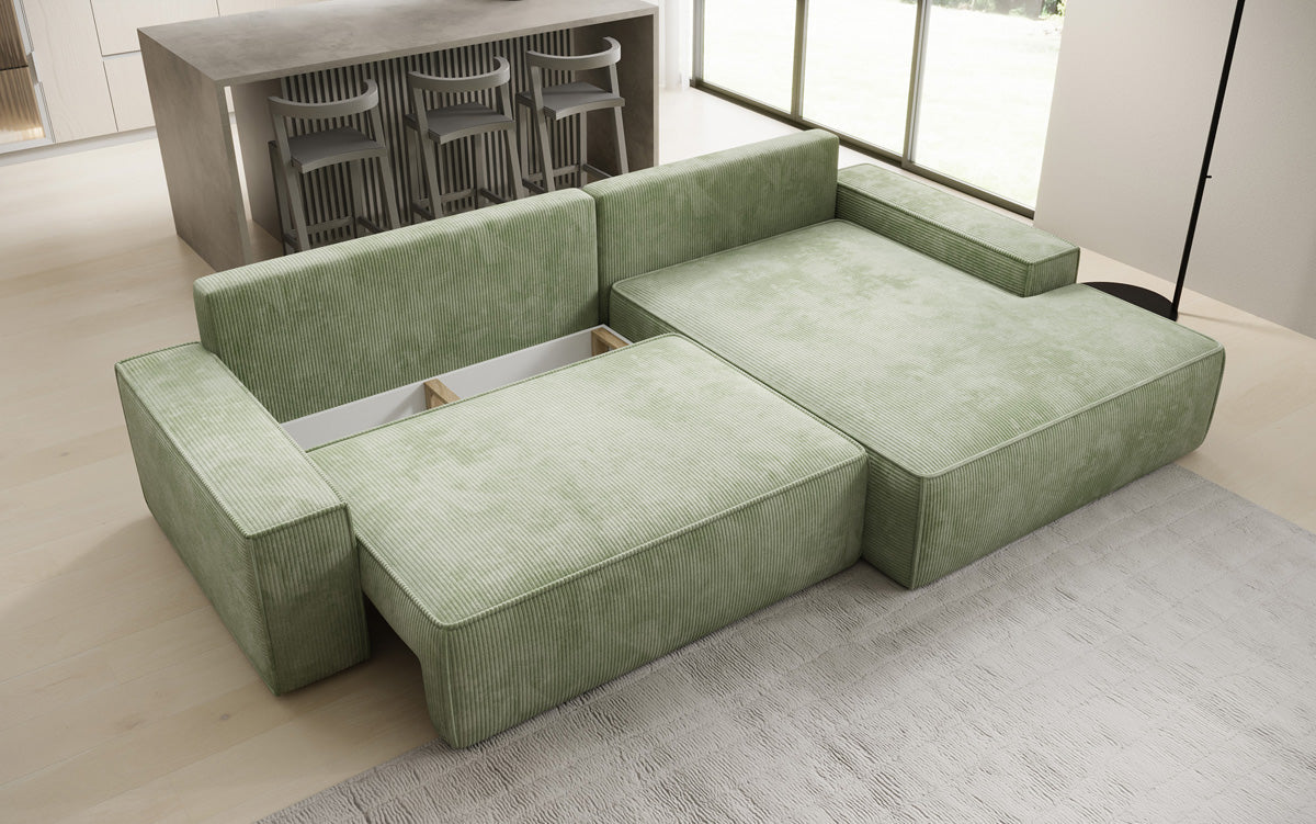 Luxusbetten24 Designer Sofa Verona Cord Breite Ottomane Schlaffunktion