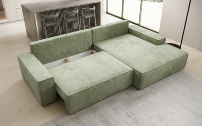 Luxusbetten24 Designer Sofa Verona Cord Breite Ottomane Schlaffunktion