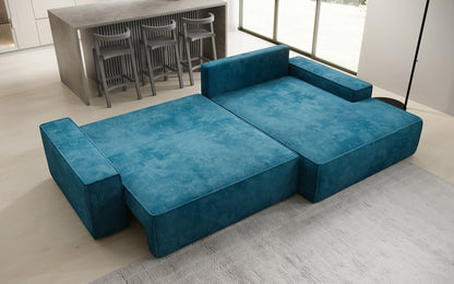 Luxusbetten24 Designer Sofa Verona Cord Breite Ottomane Schlaffunktion