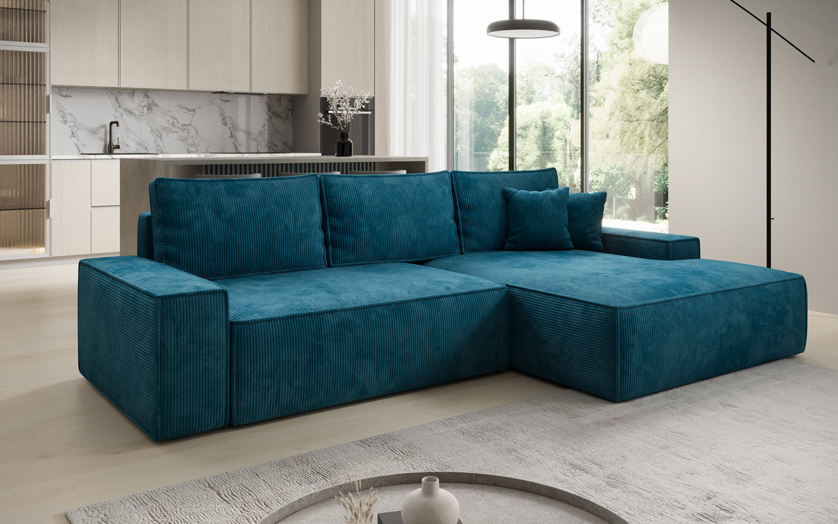 Luxusbetten24 Designer Sofa Verona Cord Breite Ottomane Schlaffunktion
