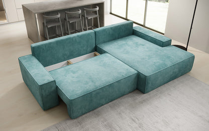 Luxusbetten24 Designer Sofa Verona Cord Breite Ottomane Schlaffunktion