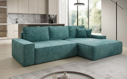 Luxusbetten24 Designer Sofa Verona Cord Breite Ottomane Schlaffunktion