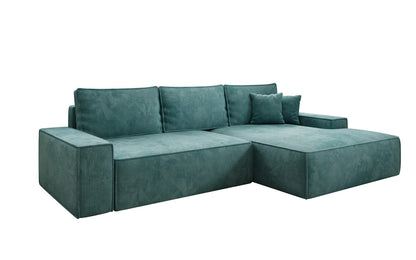 Luxusbetten24 Designer Sofa Verona Cord Breite Ottomane Schlaffunktion