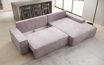 Luxusbetten24 Designer Sofa Verona Cord Breite Ottomane Schlaffunktion