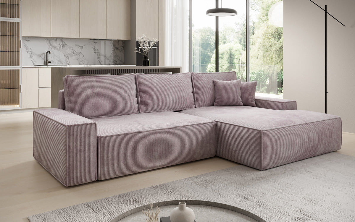 Luxusbetten24 Designer Sofa Verona Cord Breite Ottomane Schlaffunktion