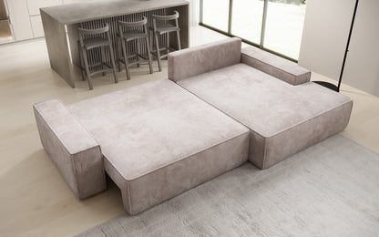 Luxusbetten24 Designer Sofa Verona Cord Breite Ottomane Schlaffunktion