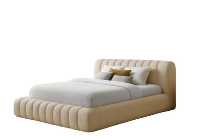 Luxusbetten24 Designer Selene Bouclé Polsterbett 120x200 Beige mit Stauraum
