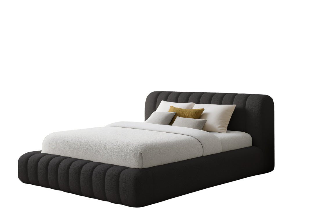 Luxusbetten24 Designer Selene Bouclé Polsterbett 120x200 Beige mit Stauraum