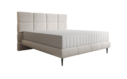 Luxusbetten24 Nessa Boxspringbett mit Hohen Füßen in Teddy Bouclé