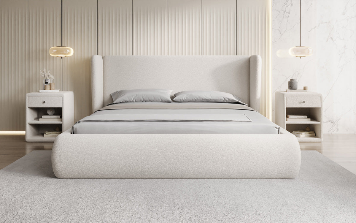 Luxusbetten24 Rosalie Polsterbett Teddy Bouclé 140x200 Beige