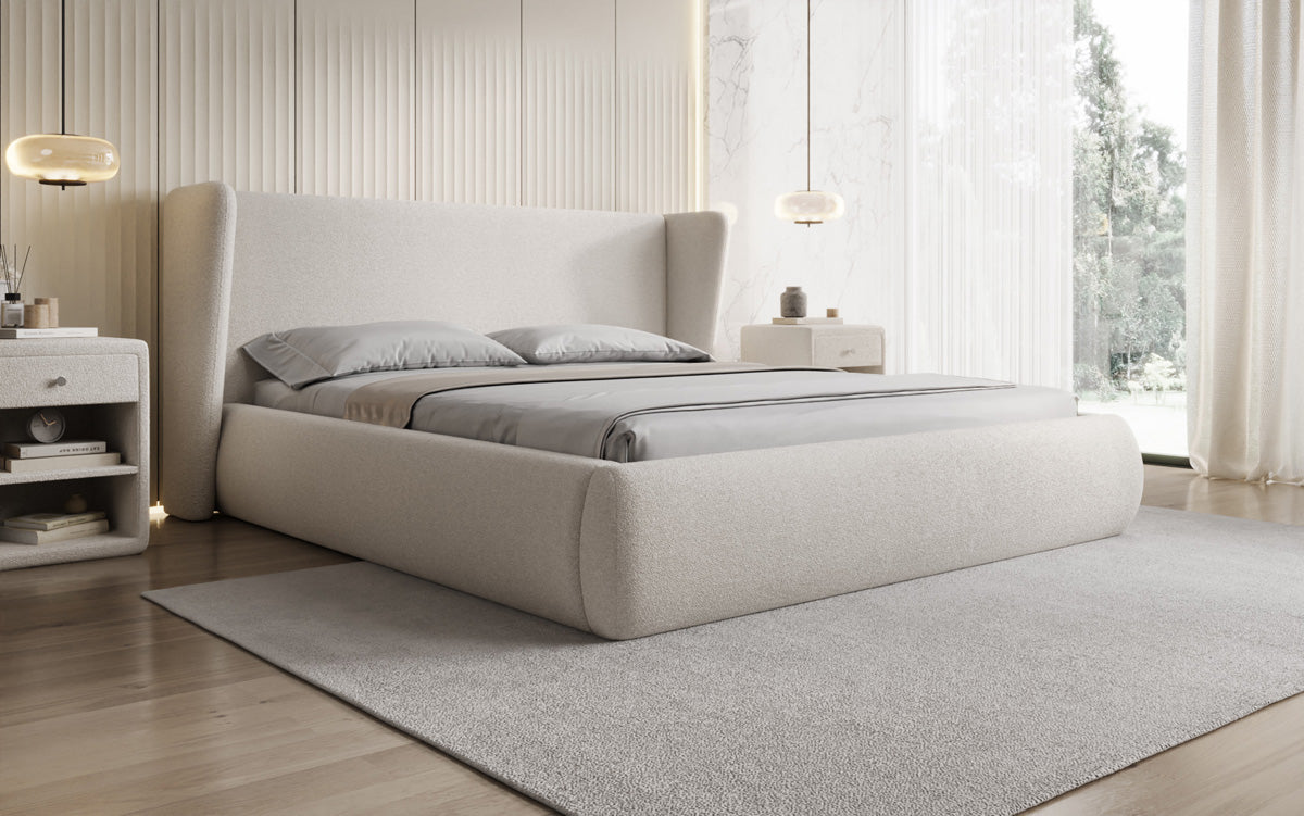 Luxusbetten24 Rosalie Polsterbett Teddy Bouclé 140x200 Beige