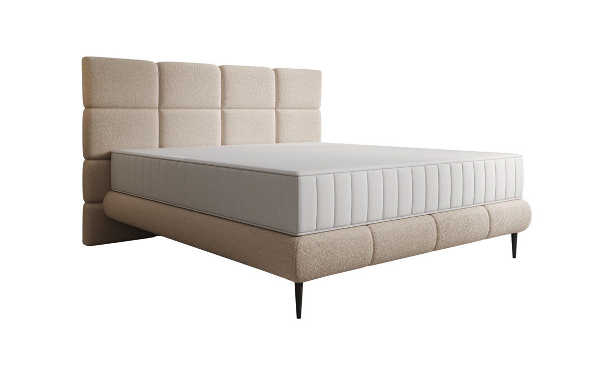 Luxusbetten24 Nessa Boxspringbett mit Hohen Füßen in Teddy Bouclé