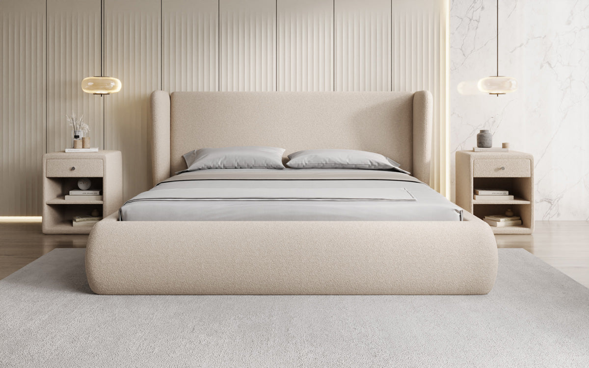 Luxusbetten24 Rosalie Polsterbett Teddy Bouclé 140x200 Beige