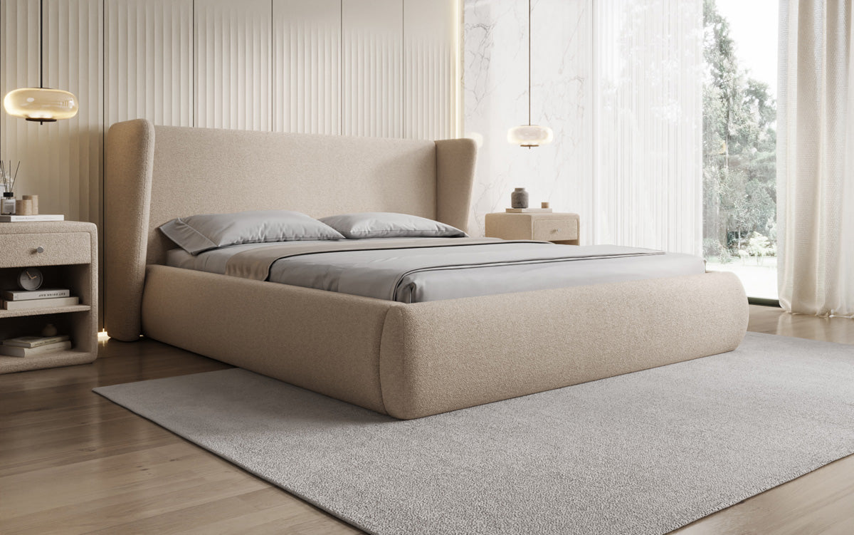 Luxusbetten24 Rosalie Polsterbett Teddy Bouclé 140x200 Beige