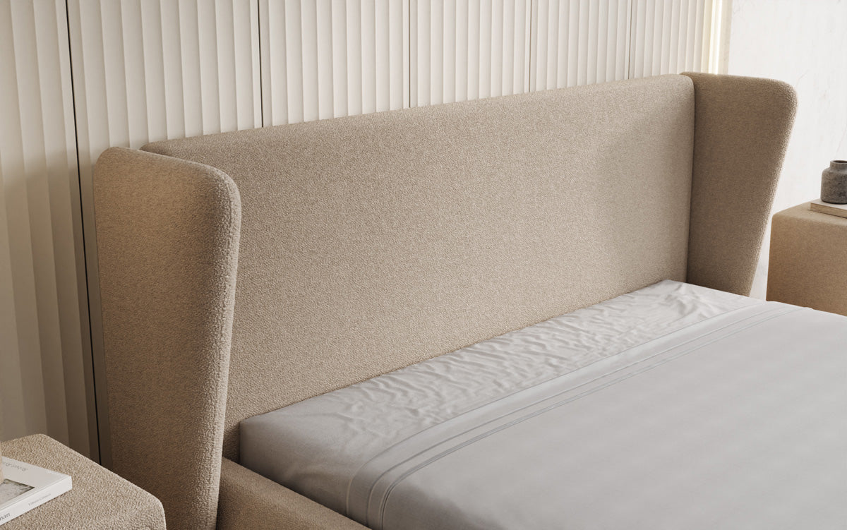 Luxusbetten24 Rosalie Polsterbett Teddy Bouclé 140x200 Beige