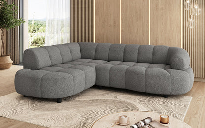 Luxusbetten24 Olivia Mini Designer Sofa Teddy Bouclé Elektrische Erweiterung