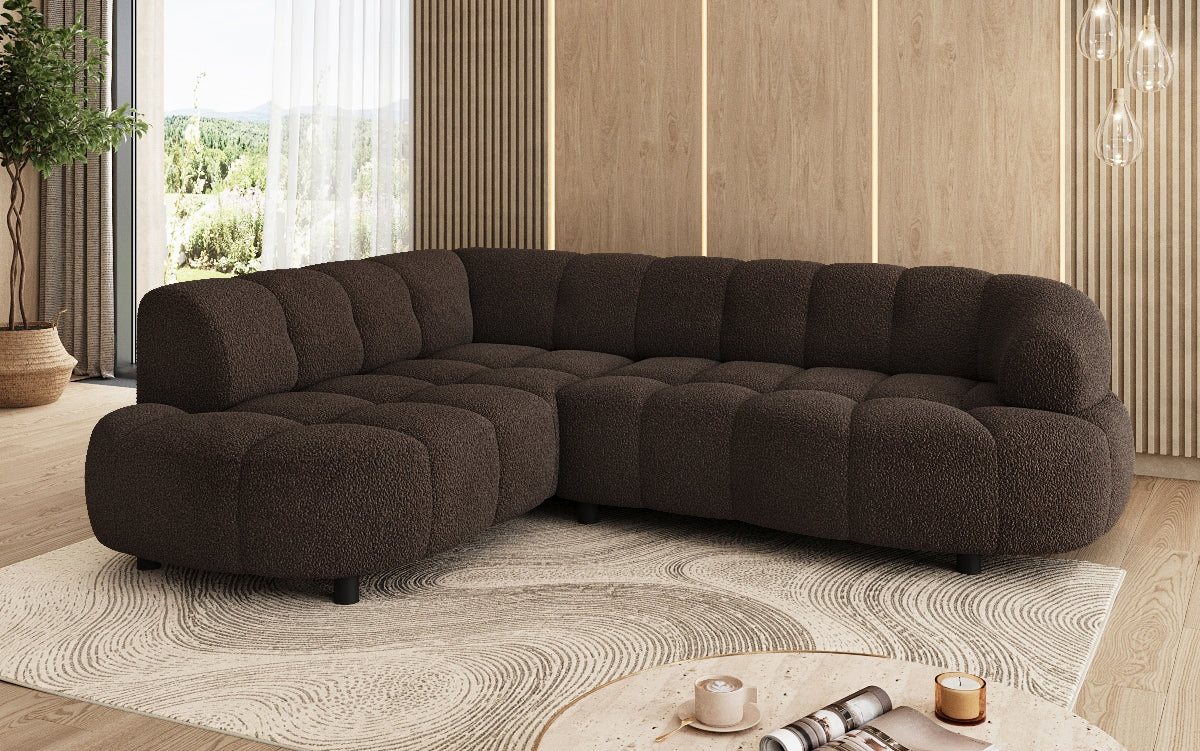 Luxusbetten24 Olivia Mini Designer Sofa Teddy Bouclé Elektrische Erweiterung