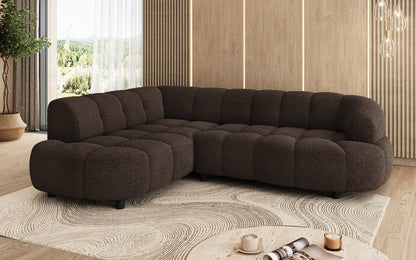 Luxusbetten24 Olivia Mini Designer Sofa Teddy Bouclé Elektrische Erweiterung
