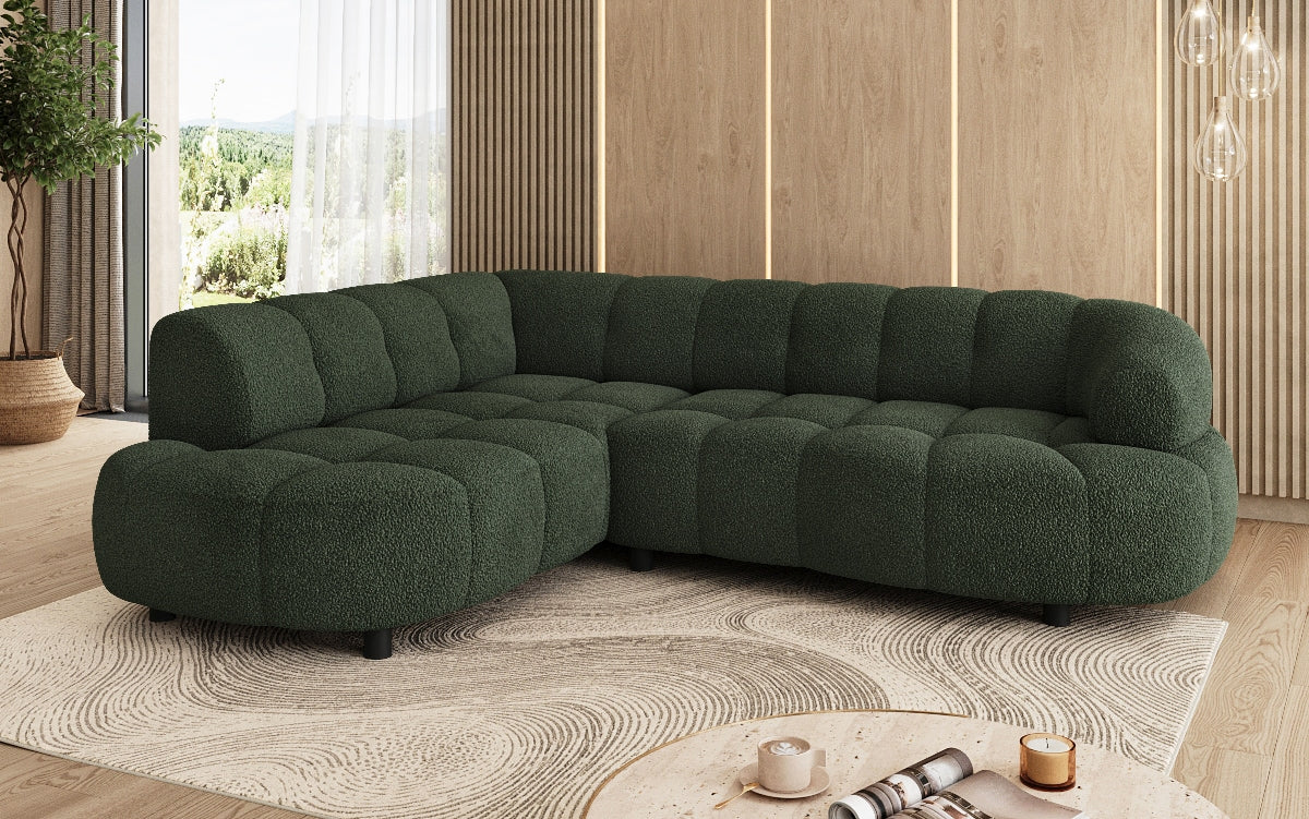 Luxusbetten24 Olivia Mini Designer Sofa Teddy Bouclé Elektrische Erweiterung