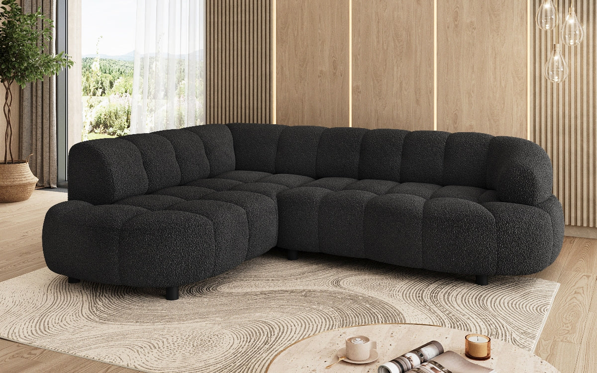 Luxusbetten24 Olivia Mini Designer Sofa Teddy Bouclé Elektrische Erweiterung