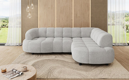 Luxusbetten24 Olivia Mini Designer Sofa Teddy Bouclé Elektrische Erweiterung
