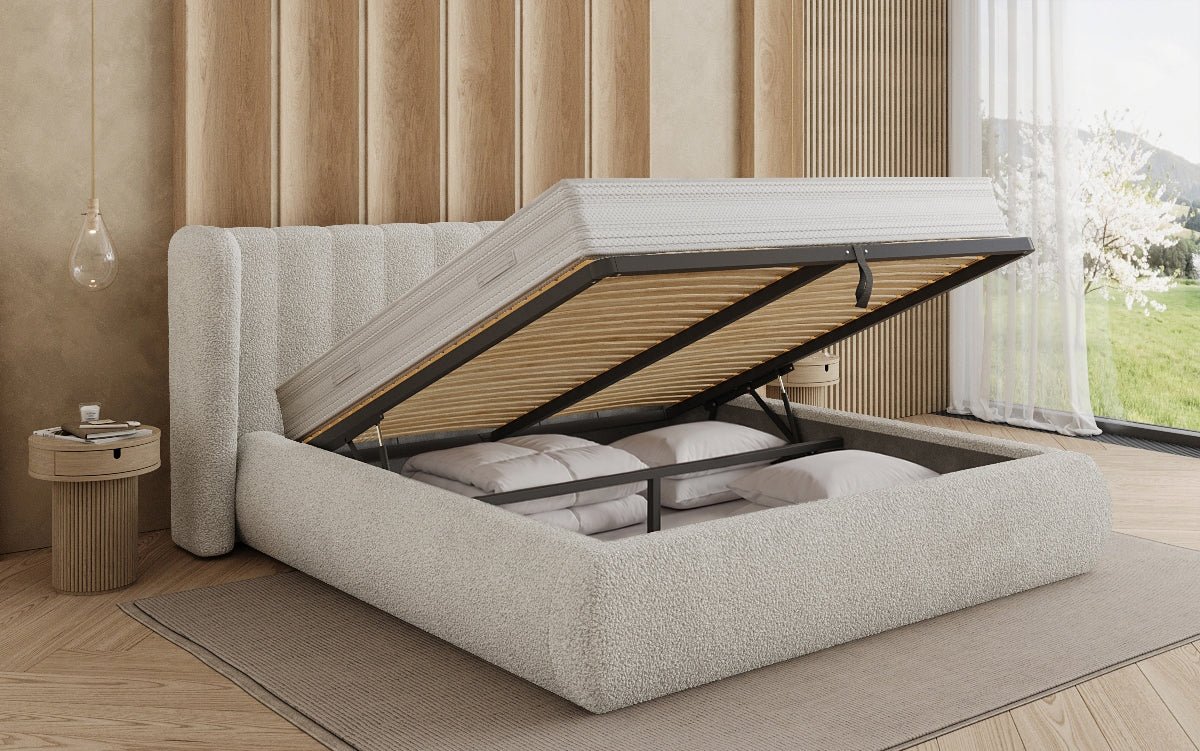 Luxusbetten24 Designer Valentina Bouclé Polsterbett mit Stauraum Schlafzimmer