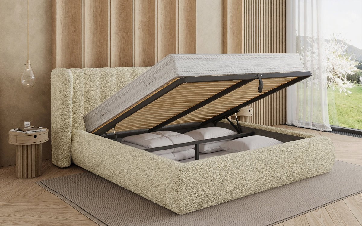 Luxusbetten24 Designer Valentina Bouclé Polsterbett mit Stauraum Schlafzimmer
