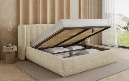 Luxusbetten24 Designer Valentina Bouclé Polsterbett mit Stauraum Schlafzimmer