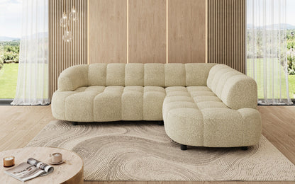 Luxusbetten24 Olivia Mini Designer Sofa Teddy Bouclé Elektrische Erweiterung