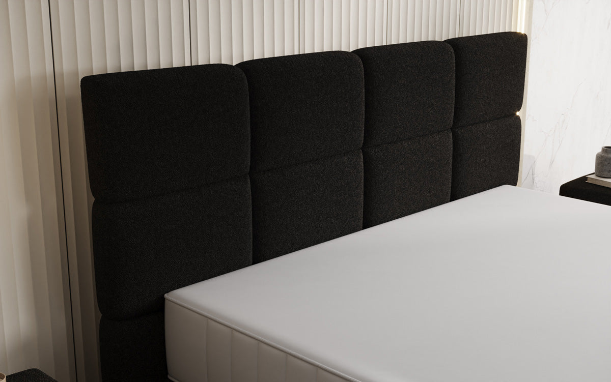 Luxusbetten24 Nessa Boxspringbett mit Hohen Füßen in Teddy Bouclé