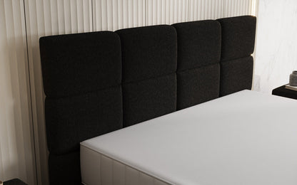 Luxusbetten24 Nessa Boxspringbett mit Hohen Füßen in Teddy Bouclé