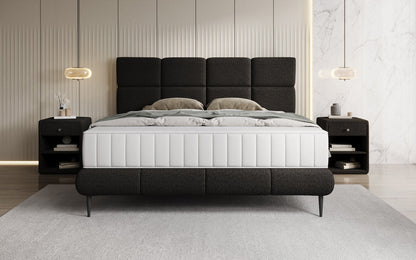 Luxusbetten24 Nessa Boxspringbett mit Hohen Füßen in Teddy Bouclé