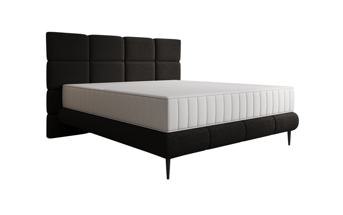 Luxusbetten24 Nessa Boxspringbett mit Hohen Füßen in Teddy Bouclé