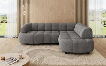 Luxusbetten24 Olivia Mini Designer Sofa Teddy Bouclé Elektrische Erweiterung